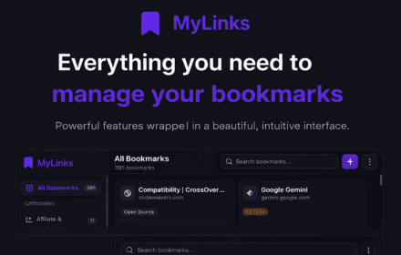 MyLinks Dashboard preview (dark mode)